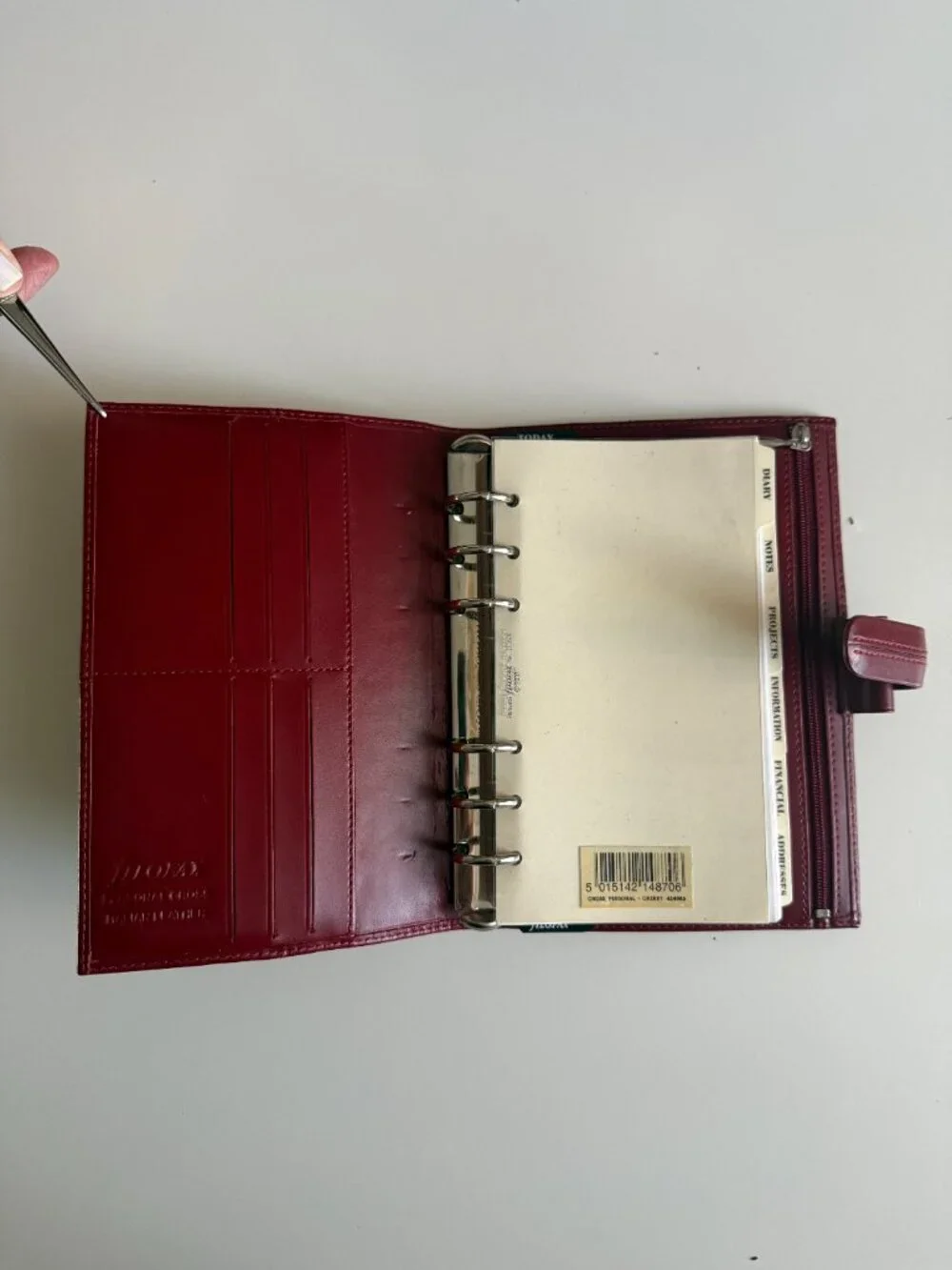 Filofax Personal Organizer Planner Diary Book Burgundy Italian Calf Leather